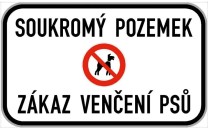 Dodatková tabule - Zákaz venčení psů