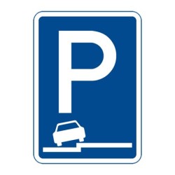 Dopravní značka IP11g - Parkoviště (částečné stání na chodníku podélné)