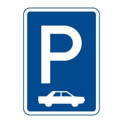Dopravní značka IP11b - Parkoviště (kolmé nebo šikmé stání)
