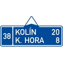 Dopravní značka IS3b - Směrová tabule (s dvěma cíli)
