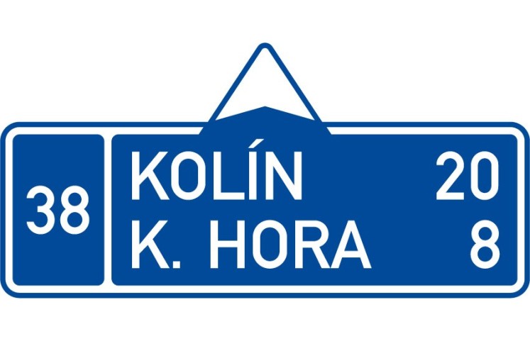 Dopravní značka IS3b - Směrová tabule (s dvěma cíli)