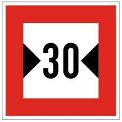 Plavební znak C3 - Šířka plavebního profilu nebo šířka plavební dráhy je omezena