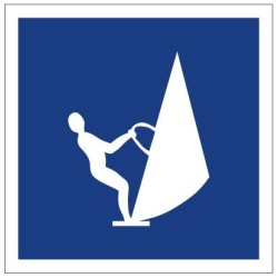 Plavební znak E20 - Plavba na plovácích s plachtou (windsurfech) povolena