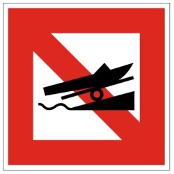 Plavební znak A19 - Zákaz spouštění plavidel na vodu