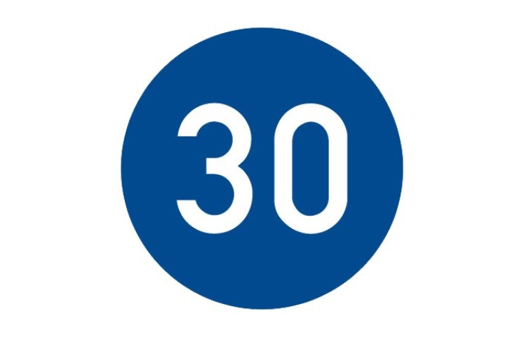 Dopravní značka C6a - Nejnižší dovolená rychlost