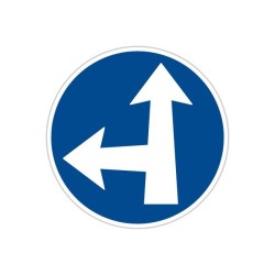 Dopravní značka C2e - Přikázaný směr jízdy přímo a vlevo
