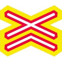 Doravní značka A32d - Výstražný kříž pro železniční přejezd vícekolejný