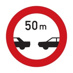 Dopravní značka B34 - Nejmenší vzdálenost mezi vozidly